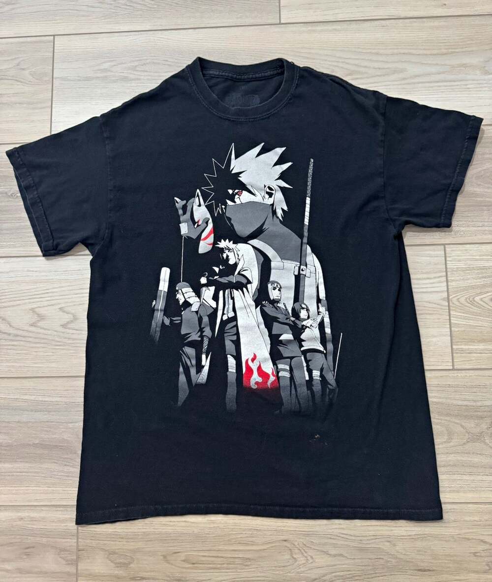 Naruto Shippuden Graphic Tee Black Size M Anime Kakashi Itachi Sasuke